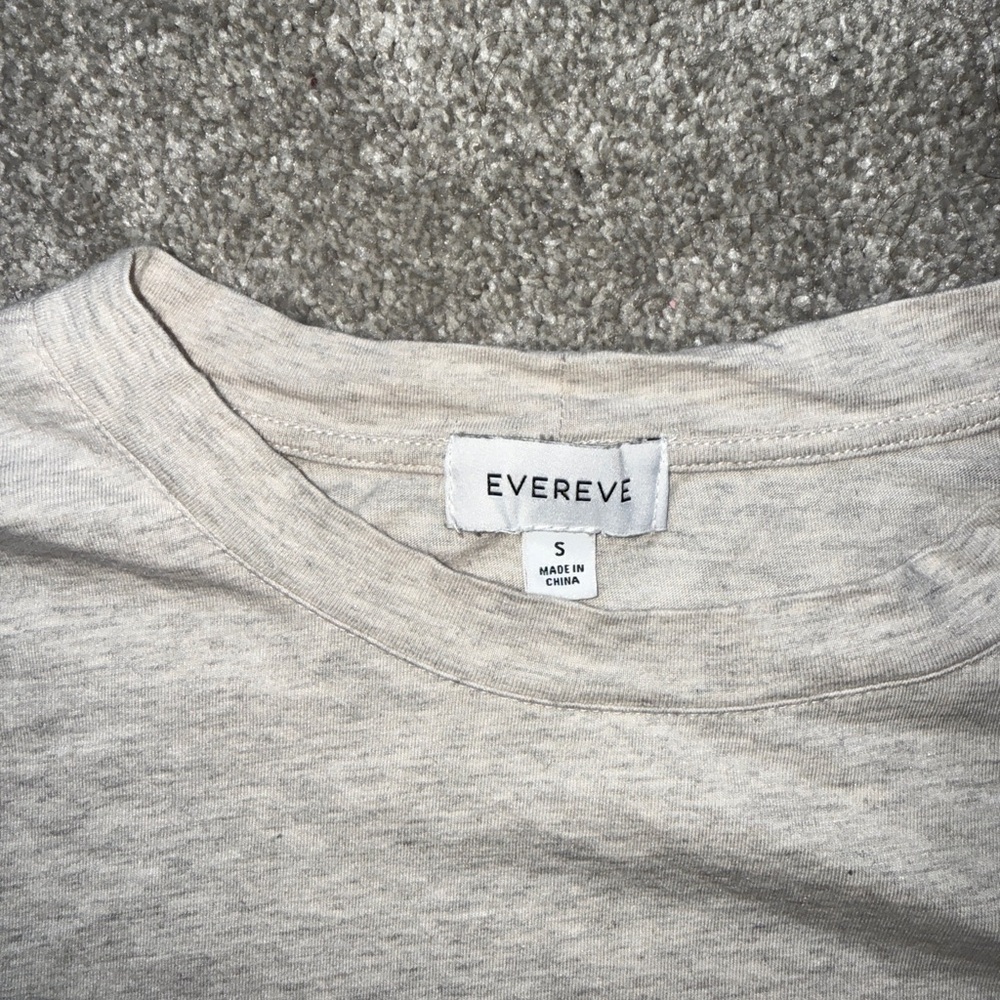 Like New Evereve Long Sleeve Twist Front Oatmeal/Cream Colored Classic Tee, S - Picture 5 of 5